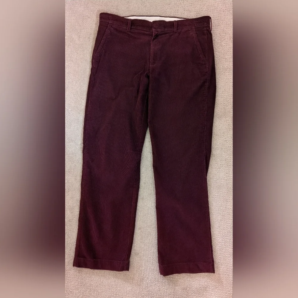 Repreve Men's Burgundy High Waisted Corduroy Straight Leg Dress Pants
